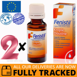 2 x FENISTIL ORAL DROPS 1MG/1ML 20ML — MADE IN SWITZERLAND — FREE SHIPPING