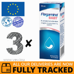 3 x FLEGAMINA BABY KROPLE DOUSTNE 2 MG / ML 30ML -  MADE IN POLAND - FREE SHIPPING