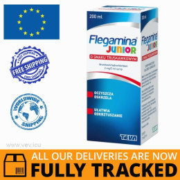 Flegamina Junior Syrup Strawberry Flavor for Children 200ml — Made in Poland by Teva — Free Delivery