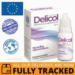 DELICOL (ENZYME LACTASE) BABY DROPS 15ML - MADE IN POLAND - FREE SHIPPING