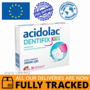 ACIDOLAC DENTIFIX KIDS WITH STRAWBERRY FLAVOR 30 TABS — MADE IN POLAND — FREE SHIPPING ACIDOLAC DENTIFIX KIDS WITH STRAWBERRY FLAVOR 30 TABS — MADE IN POLAND — FREE SHIPPING