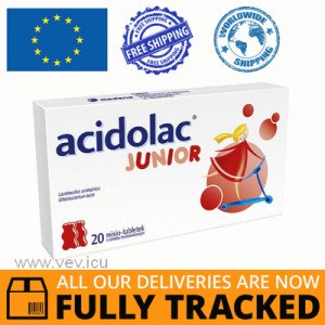 ACIDOLAC JUNIOR STRAWBERRY FLAVOR 20 MISIOTABLETS — MADE IN POLAND — FREE SHIPPING
