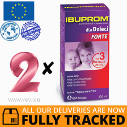 2 x IBUPROM FOR CHILDREN FORTE 200MG 100ML — MADE IN POLAND — FREE SHIPPING