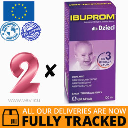 2 x IBUPROM FOR CHILDREN SUSPENSION 100ML — MADE IN POLAND — FREE SHIPPING