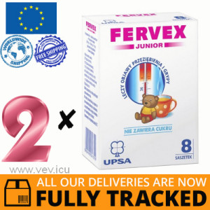 2 x FERVEX JUNIOR 8 SACHETS - MADE IN FRANCE - FREE SHIPPING 