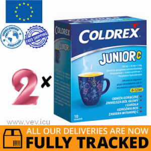 2 x COLDREX JUNIOR C 10 SACHETS - MADE IN POLAND - FREE SHIPPING 