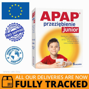 APAP COLDS JUNIOR 6 SACHETS - MADE IN POLAND - FREE SHIPPING