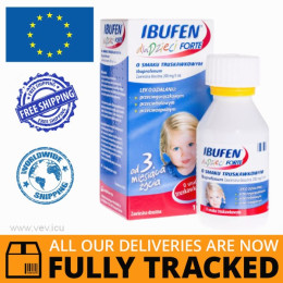 Ibufen Forte 200mg/5ml Suspension For Children Strawberry Flavor 100ml — Made in Poland by Polpharma — Free Delivery