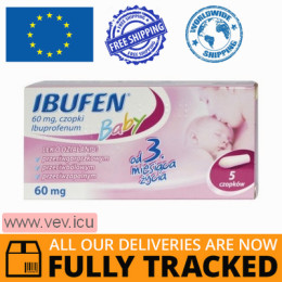 Ibufen Baby 60mg 5 suppositories — Made in Poland by Polpharma — Free Delivery