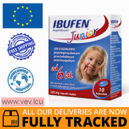 Ibufen Junior 200mg 10 capsules — Made in Poland by Polpharma — Free Delivery