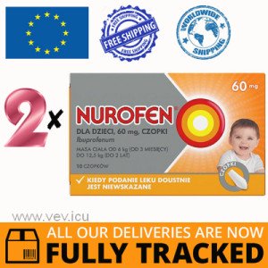2 x NUROFEN FOR CHILDREN SUPPOSITORIES IBUPROFEN 60MG 10 PCS — MADE IN GREAT BRITAIN — FREE SHIPPING