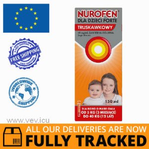 NUROFEN FOR CHILDREN FORTE IBUPROFEN SUSPENSION 40MG/ML WITH STRAWBERRY FLAVOR 150 ML  — MADE IN GREAT BRITAIN — FREE SHIPPING