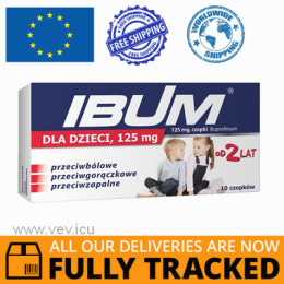 IBUM SUPPOSITORIES FOR CHILDREN 125MG 10 PIECES - MADE IN POLAND - FREE SHIPPING