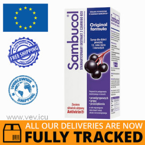 SAMBUCOL ORIGINAL FORMULA (OVER 12 YEARS OF AGE) SYRUP 120ML - MADE IN POLAND - FREE SHIPPING