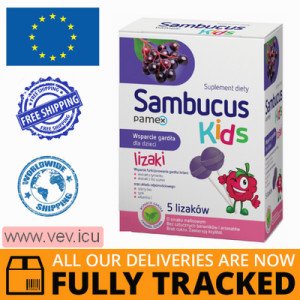Sambucus Kids Lollipops, raspberry flavor, 5 pieces — Made in Germany — Free Delivery