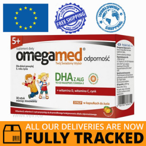 OMEGAMED IMMUNITY 5+ CHEWABLE SYRUP FOR CHILDREN 30 CAPS - MADE IN POLAND - FREE SHIPPING 