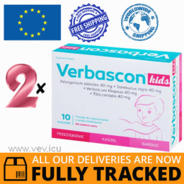 2 x VERBASCON KIDS (RASPBERRY FLAVOR) 10 SACHETS - MADE IN POLAND - FREE SHIPPING
