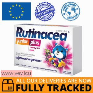 Rutinacea Junior Plus, fruity flavor, 20 lozenges — Made in Poland by Aflofarm — Free Delivery