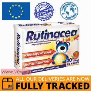 Rutinacea Junior, fruity flavor, 20 lozenges — Made in Poland by Aflofarm — Free Delivery