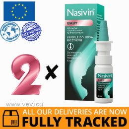 2 x NASIVIN BABY 0.1 MG / ML, NOSE DROPS FOR INFANTS FROM 3 MONTHS, 5 ML - MADE IN GERMANY- FREE SHIPPING