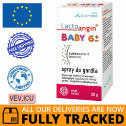 Lactoangin Baby, throat spray, raspberry flavor, over 6 months, 30 g — Made in Poland — Free Delivery
