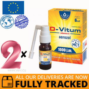 2 x D-VITUM 1000 VITAMIN D SPRAY FOR CHILDREN 1+ 6ML - MADE IN POLAND - FREE SHIPPING 