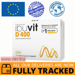 Ibuvit D 400, vitamin D for infants and children, 30 twist-off capsules  — Made in Poland by Polpharma — Free Delivery