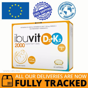 Ibuvit D3 2000 + K2 MK-7 Omega3, 30 capsules — Made in Poland by Polpharma — Free Delivery Ibuvit D3 2000 + K2 MK-7 Omega3, 30 capsules — Made in Poland by Polpharma — Free Delivery