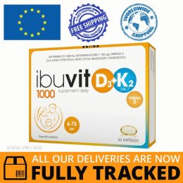 Ibuvit D3 1000 + K2 MK-7 Omega3, 30 capsules — Made in Poland by Polpharma — Free Delivery