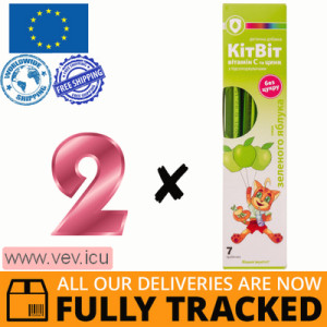 KitVit, Vitamin C + zinc taste green apple strong immunity straws 2p x 7 pcs — Made in Hungary — Free Delivery