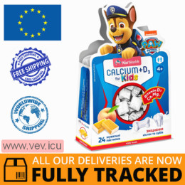 NatHealth Calcium + Vitamin D3 for kids, with peach flavored, 24 gummies — Made in Poland — Free Delivery