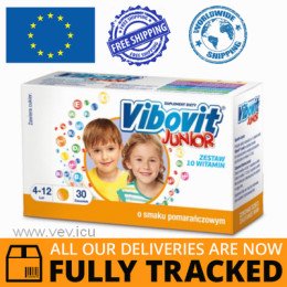 VIBOVIT JUNIOR, ORANGE FLAVOR 30 SACHETS - MADE IN CZECH REPUBLIC - FREE SHIPPING