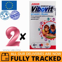 2 x VIBOVIT JUNIOR VITAMINS AND IRON 30 TABS - MADE IN CZECH REPUBLIC - FREE SHIPPING