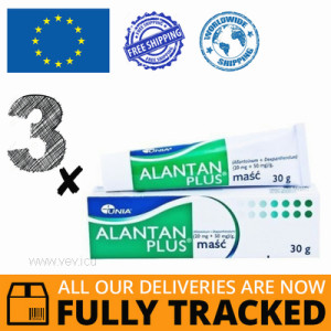3 x ALANTAN PLUS OINTMENT FOR WOUNDS AND BURNS 30 G — MADE IN POLAND — FREE SHIPPING