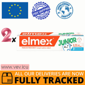 Elmex Junior toothpaste for children 6-12 years with amine fluoride, 2p x 75 ml — Made in Poland — Free Delivery