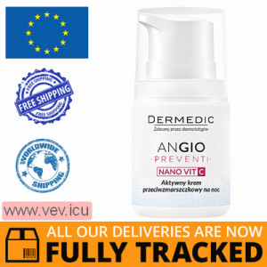 Dermedic Angio Preventi, Nano Vit-C, active anti-wrinkle night cream, 55 g — Made in Poland — Free Delivery  