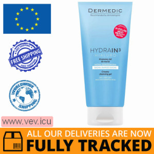 Dermedic Hydrain 3 Hialuro, creamy face cleansing gel, for dehydrated and dry skin, 200 ml — Made in Poland — Free Delivery  