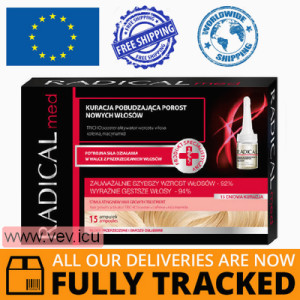 Radical Med, Hair Growth Treatment, 5 ml x 15 ampoules — Made in Poland — Free Delivery