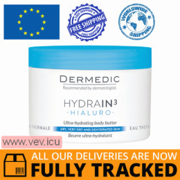 Dermedic Hydrain 3 Hyaluro, ultra-hydrating body butter, 225 ml — Made in Poland — Free Delivery  