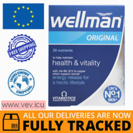 Wellman Original, vitamin and mineral complex for men with vitamin C, vitamin D3 and zinc 30 capsules — Made in UK — Free Delivery