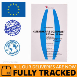 Flemoclav Solutab (Amoxicillin) 875mg/125mg 14 tablets — Made in Netherlands — Free Delivery