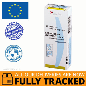 Flemoxin Solutab (Amoxicillin) 125mg 20 tablets — Made in Netherlands — Free Delivery