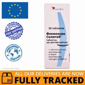 Flemoxin Solutab (Amoxicillin) 1000mg 20 tablets — Made in Netherlands — Free Delivery