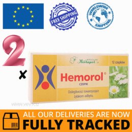 2 x HEMOROL 12 SUPPOSITORIES — MADE IN POLAND — FREE SHIPPING