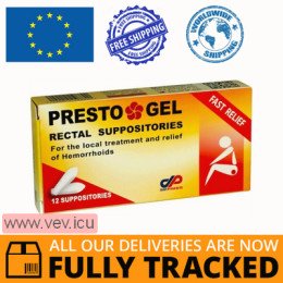 Presto Gel, rectal suppositories for the treatment of hemorrhoids 12 pcs — Made in Israel — Free Delivery