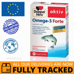 DOPPELHERZ AKTIV OMEGA-3 FORTE 60 CAPS - MADE IN GERMANY - FREE SHIPPING