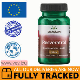 Resveratrol 250 mg, 30 capsules — Made in USA — Free Delivery