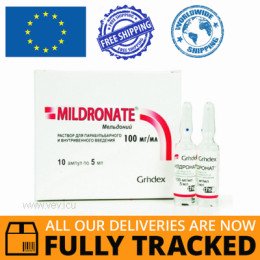 MILDRONATE INJECTION FOR AMPOULES 0.5G/5ML 5ML 10 pcs - MADE IN LATVIA - FREE SHIPPING 