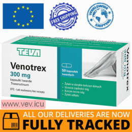 Venotrex 300mg 50 capsules — Made in Poland by Teva — Free Delivery