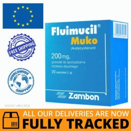 FLUIMUCIL MUKO 200MG 20 SACHETS - MADE IN ITALY - FREE SHIPPING